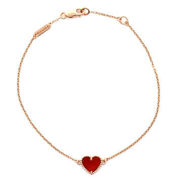 Van Cleef & Arpels Sweet Alhambra Heart Bracelet 18K Rose Gold with Carnelian