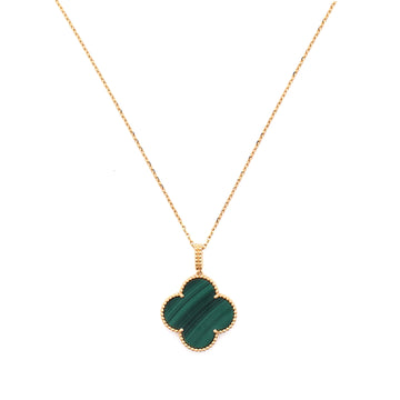 Van Cleef & Arpels Magic Alhambra Pendant Necklace 18K Yellow Gold and Malachite