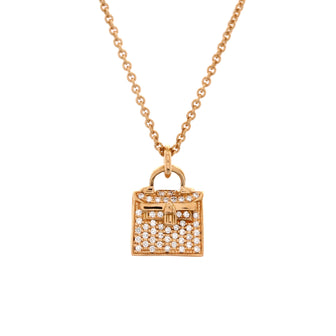 Hermes Kelly Amulette Pendant Necklace 18K Rose Gold and Diamonds