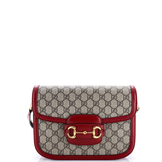 Gucci Horsebit 1955 Shoulder Bag GG Coated Canvas with Leather Small
