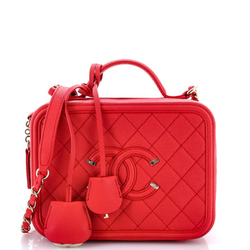 Chanel Filigree Vanity Case Quilted Caviar Medium