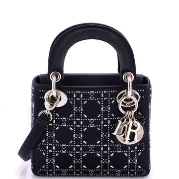 Christian Dior Lady Dior Bag Crystal Embellished Cannage Quilt Satin Mini