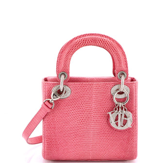 Christian Dior Lady Dior Bag Lizard with Crystal Charms Mini