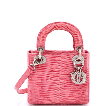 Christian Dior Lady Dior Bag Lizard with Crystal Charms Mini