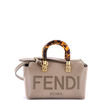 Fendi Logo By The Way Top Handle Bag Embossed Leather Mini
