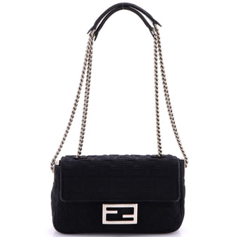 Fendi Midi Baguette Chain Bag Zucca Technical Mesh Medium