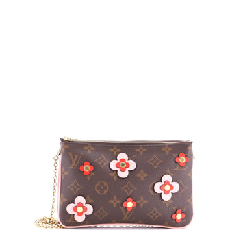 Louis Vuitton Double Zip Pochette Limited Edition Blooming Flowers Monogram Canvas