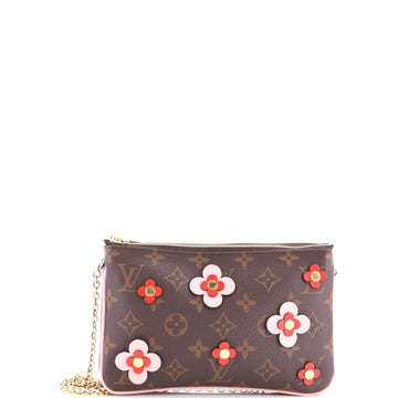 Louis Vuitton Double Zip Pochette Limited Edition Blooming Flowers Monogram Canvas
