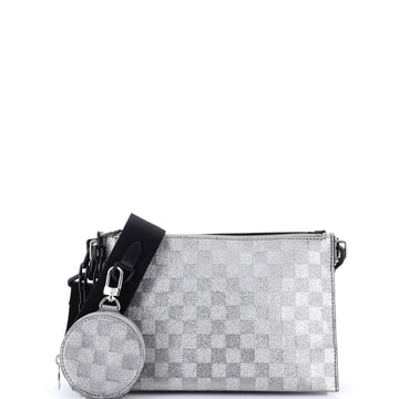 Louis Vuitton Trio Pouch Messenger Bag Damier Glitter Leather and Monogram Taurillon Leather