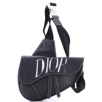Christian Dior Alex Foxton Logo Saddle Crossbody Bag Printed Leather