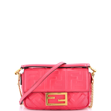 Fendi Baguette NM Bag Zucca Embossed Leather Mini