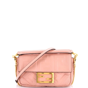Fendi Baguette NM Bag Zucca Embossed Leather Mini