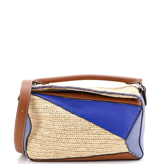 Loewe Puzzle Bag Leather and Raffia Medium