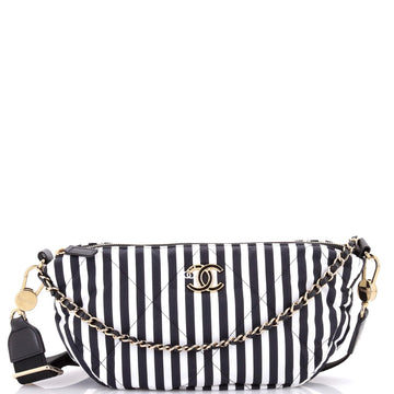 Chanel CC Convertible Chain Zip Hobo Quilted Printed Nylon Large