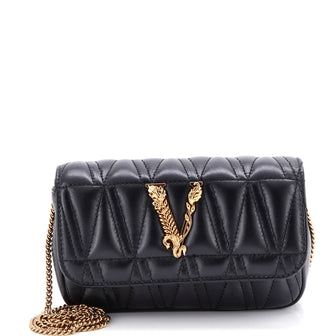 Versace Virtus Clutch on Chain Quilted Leather