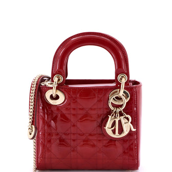 Christian Dior Lady Dior Chain Bag Cannage Quilt Patent Mini