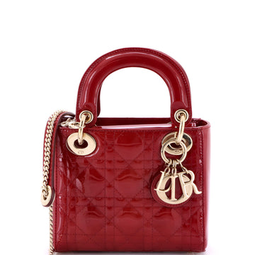Christian Dior Lady Dior Chain Bag Cannage Quilt Patent Mini