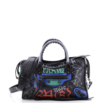Balenciaga City Graffiti Classic Studs Bag Leather Small