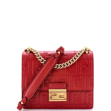 Fendi Kan U Shoulder Bag Zucca Embossed Leather Small