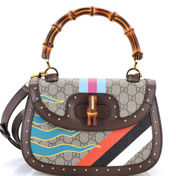 Gucci Bamboo 1947 Top Handle Bag Printed GG Coated Canvas and Studded Leather Medium