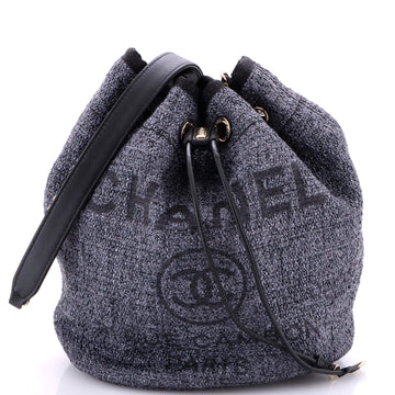 Chanel Deauville Drawstring Bucket Bag Raffia with Glitter Detail Medium