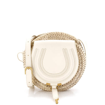 Chloe Marcie Basket Crossbody Bag Raffia and Leather Small
