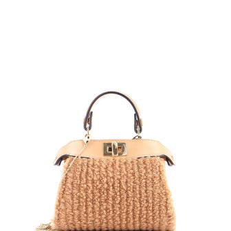 Fendi Peekaboo Bag Charm Shearling and Leather Nano