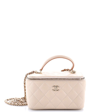 Chanel Classic Top Handle Vanity Case with Chain Quilted Lambskin Small