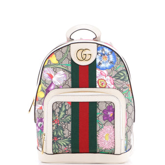 Gucci Ophidia Backpack Flora GG Coated Canvas and Leather  Small
