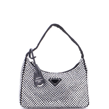 Prada Re-Edition 2000 Hobo Crystal Embellished Satin Mini