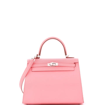 Hermes Kelly Handbag Pink Epsom with Palladium Hardware 25