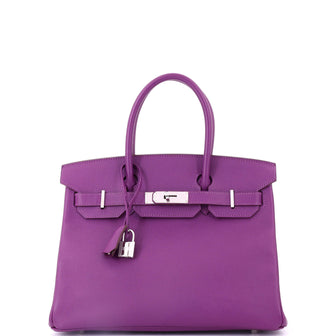 Hermes Birkin Handbag Purple Epsom with Palladium Hardware 30