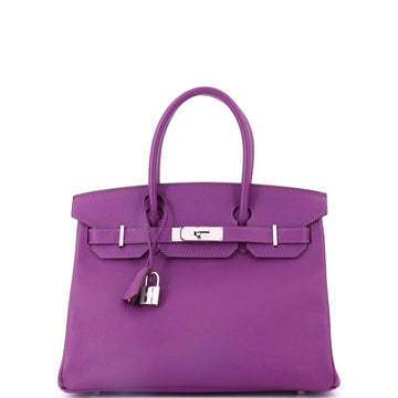 Hermes Birkin Handbag Purple Epsom with Palladium Hardware 30
