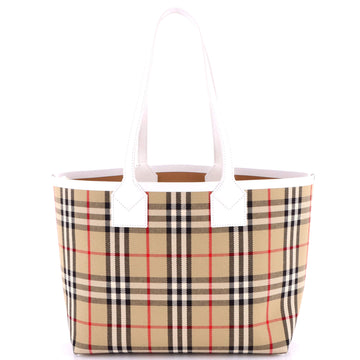 Burberry London Tote Vintage Check Canvas Small