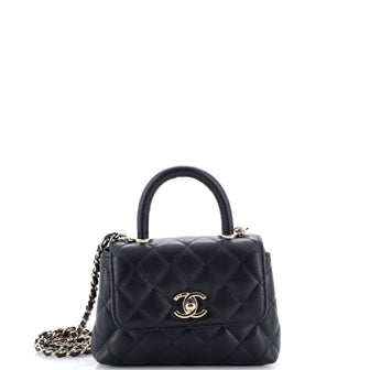 Chanel Coco Top Handle Bag Quilted Caviar Extra Mini