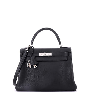 Hermes Kelly Handbag Black Togo with Palladium Hardware 28
