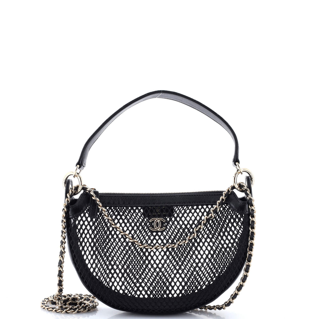 Chanel Half Moon Clutch with Chain Mesh with Quilted Lambskin 371790
