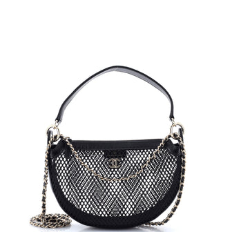 Chanel Half Moon Clutch with Chain Mesh with Quilted Lambskin