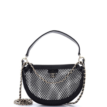 Chanel Half Moon Clutch with Chain Mesh with Quilted Lambskin