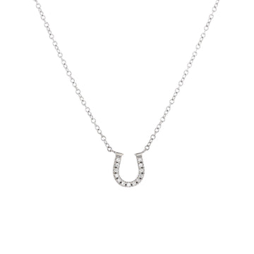 Tiffany & Co. Metro Horseshoe Pendant Necklace 18K White Gold and Diamonds Mini
