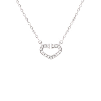 Cartier C Heart de Cartier Pendant Necklace 18K White Gold with Pave Diamonds
