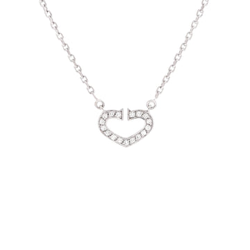Cartier C Heart de Cartier Pendant Necklace 18K White Gold with Pave Diamonds