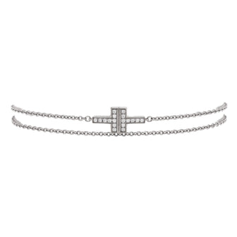 Tiffany & Co. T Double Chain Bracelet 18K White Gold and Diamonds Small