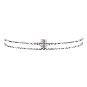 Tiffany & Co. T Double Chain Bracelet 18K White Gold and Diamonds Small