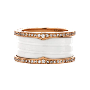 Bvlgari B.Zero1 Three Band Ring 18K Rose Gold and Ceramic with Diamonds