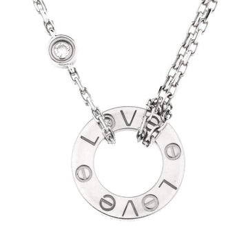 Cartier 2 Diamonds Love Pendant Necklace 18K White Gold with Diamonds