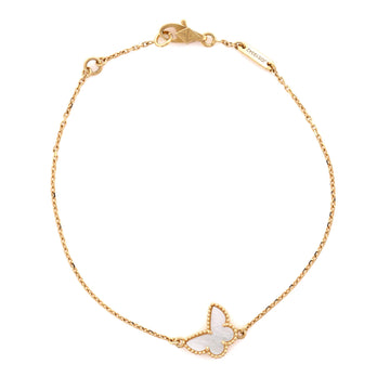 Van Cleef & Arpels Sweet Alhambra Butterfly Bracelet 18K Yellow Gold and Mother of Pearl