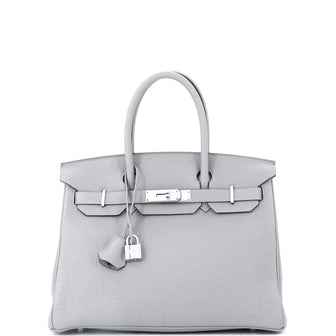 Hermes Birkin Handbag Grey Togo with Palladium Hardware 30