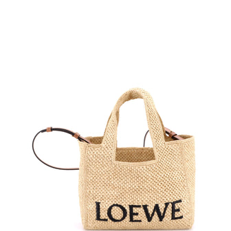 Loewe Paula's Ibiza Logo Convertible Tote Raffia Small