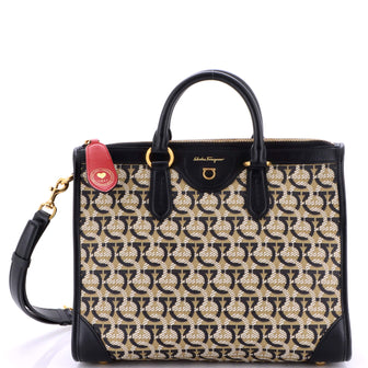 Salvatore Ferragamo Convertible Zip Tote Gancini Jacquard